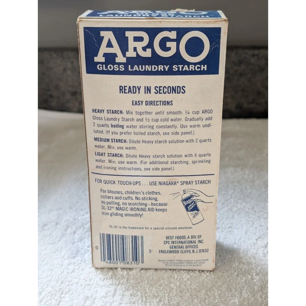 ARGO Powdered Chunks Gloss Laundry Starch Vintage 2 16 oz Blue Boxes